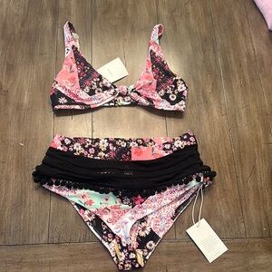 Tularosa Floral Bikini in Pink and Black